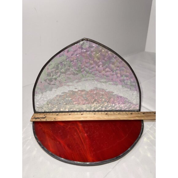 Stained leaded Glass Red & Iridescent Decorative set for sun catchers garden - Picture 5 of 5